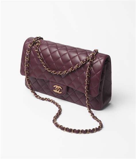 Classic 11.12 handbag, Lambskin & brown metal, burgundy